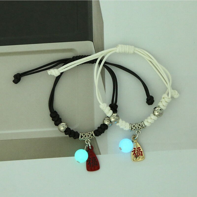 2022 Luminous Cat Star Moon Bracelet Couple Charm Handmade Adjustable Rope Matching Friend Bracelet Infinite Love Jewelry Gifts