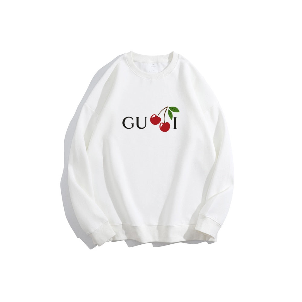 Women Cherry Cute Letter Print Sweatshirt Hoody Hoodies Solid Long Sleeve O Neck Brand Ladies Top Fashion Streetwear Clothing