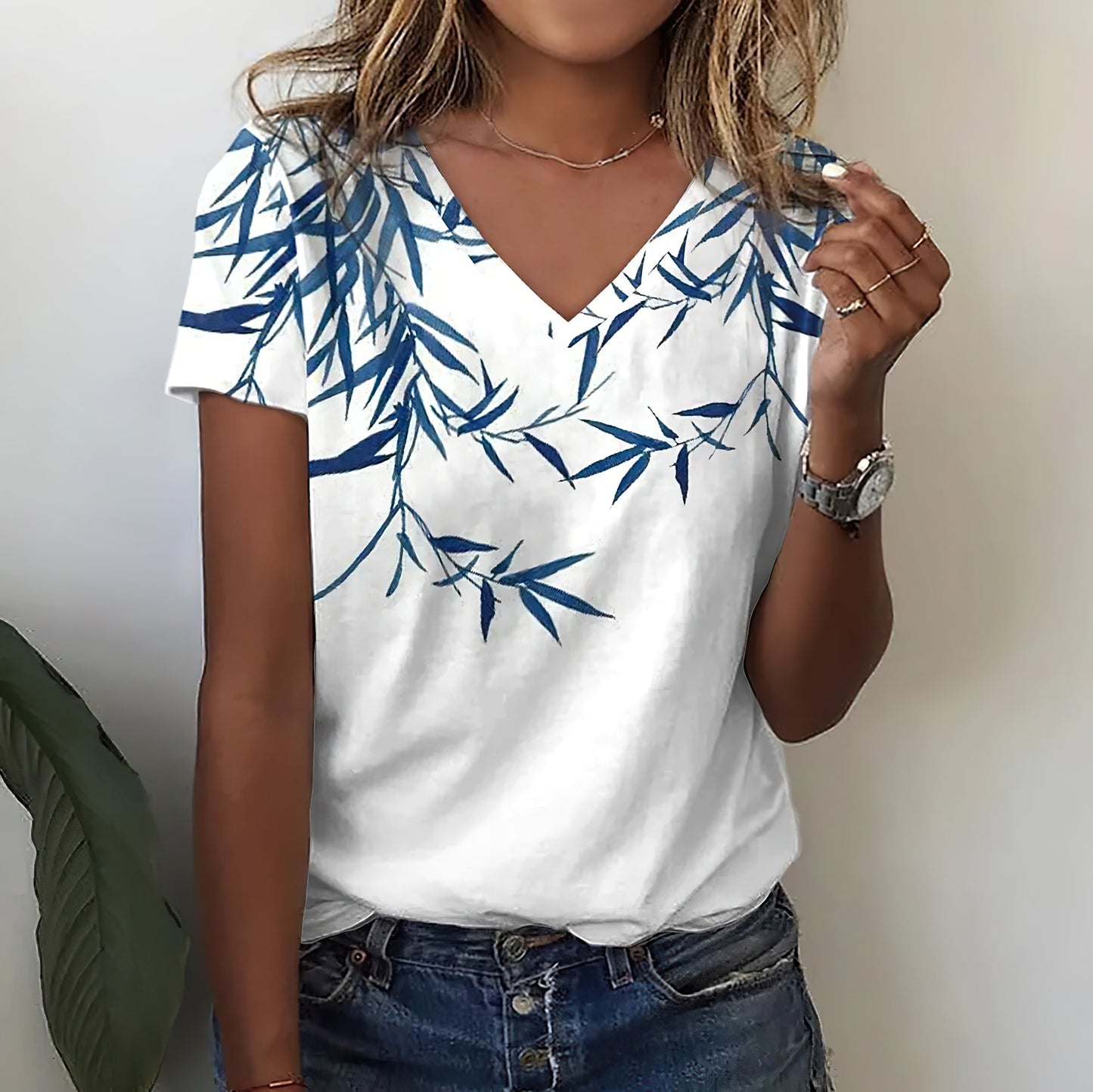 Summer Women Short Sleeve V-neck Oversized T Shirt for Women White Fashion Ladies T-shirt 3d Dragonfly Print Top Casual Clothes