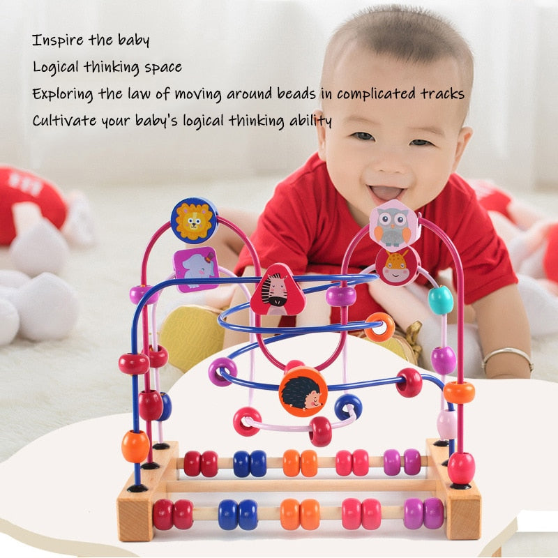 Baby Montessori Early Learning Educational Math Toys Wooden Circles Bead Wire Maze Abacus Puzzle Toys For Kids Boy Girl Gift