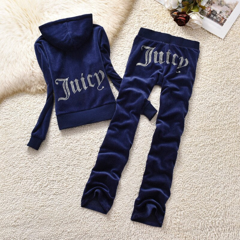 2023 Juicy Coutoure Women's 2 Piece Set Tracksuit Brand Velour Suit Female Sportswear Hoodies and Pants Trousers Pant Sets Suits