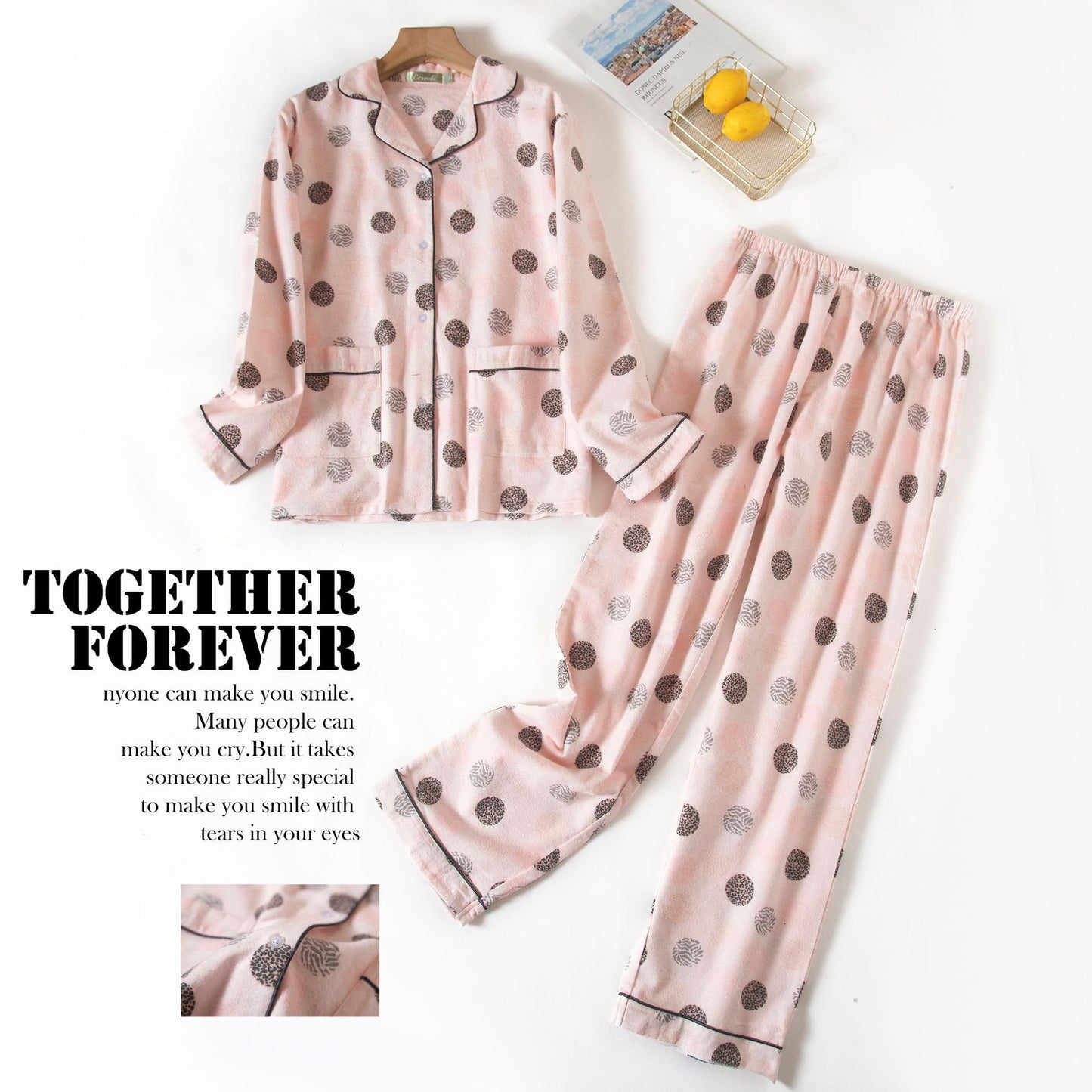 Women&#39;s Pajamas Plus Size S-XXXL Clothes Ladies Flannel Cotton Home Wear Suit Autumn Winter Pajamas Plaid Print Sleep Tops