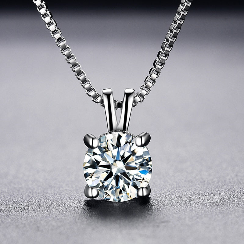 2.0ct Solitaire Pendant Necklace Women Allergy Free Tibetan Silver Choker Statement Necklace Bride Wedding Jewelry with Gift Box