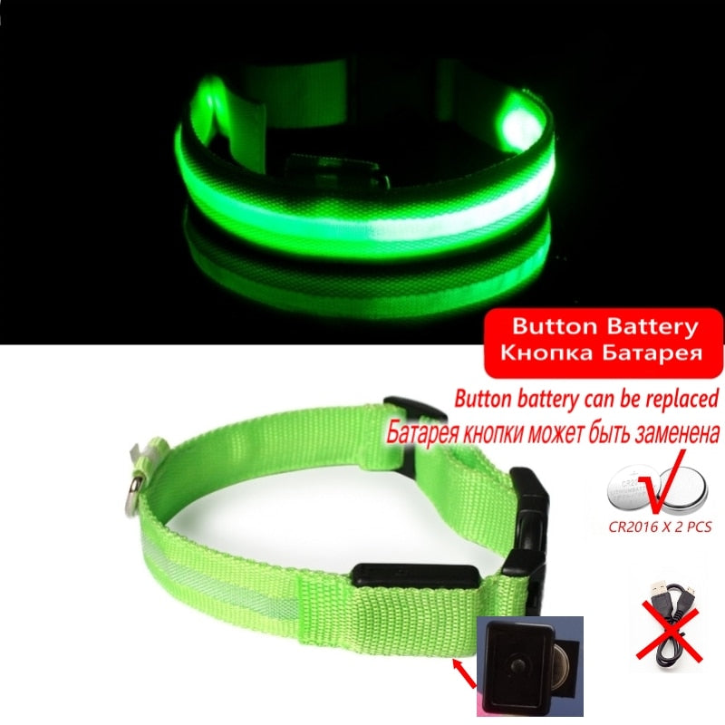 LED Dog Collar Light Anti-lost Collar For Dogs Puppies  Night Luminous Supplies Pet Products Accessories USB Charging/Battery.  Find your Dog if Lost.  Great for dog walking at night time!