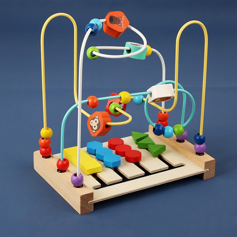 Baby Montessori Early Learning Educational Math Toys Wooden Circles Bead Wire Maze Abacus Puzzle Toys For Kids Boy Girl Gift