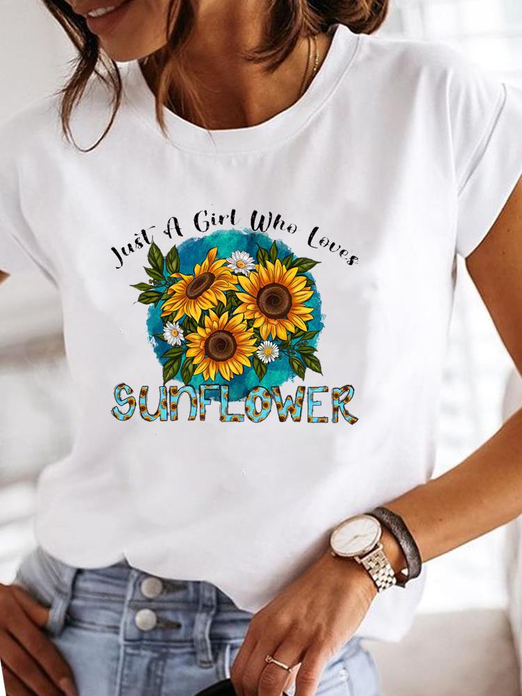 Short Sleeve Casual Ladies Fashion Female Graphic Tee Women Love Heart Watercolor Sweet Print Summer T Clothing T-shirts