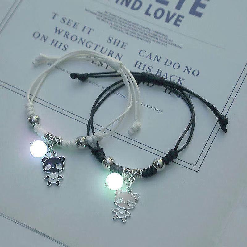 2022 Luminous Cat Star Moon Bracelet Couple Charm Handmade Adjustable Rope Matching Friend Bracelet Infinite Love Jewelry Gifts