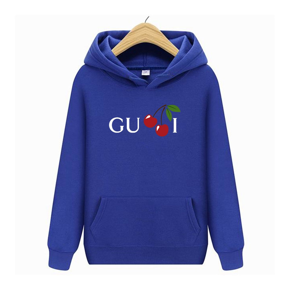 Women Cherry Cute Letter Print Sweatshirt Hoody Hoodies Solid Long Sleeve O Neck Brand Ladies Top Fashion Streetwear Clothing