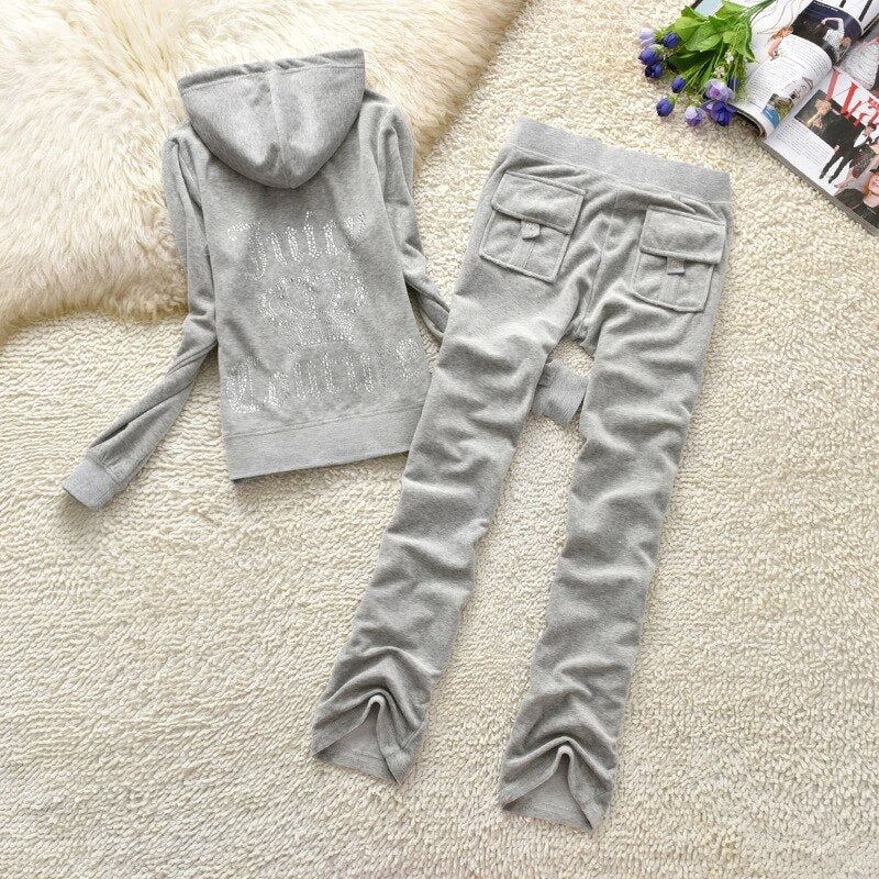 2023 Juicy Coutoure Women's 2 Piece Set Tracksuit Brand Velour Suit Female Sportswear Hoodies and Pants Trousers Pant Sets Suits