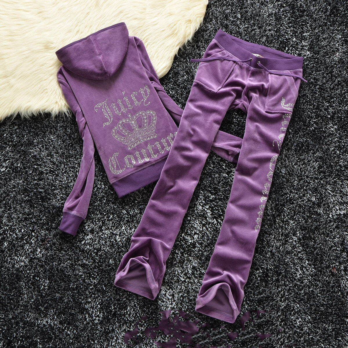 2023 Juicy Coutoure Women's 2 Piece Set Tracksuit Brand Velour Suit Female Sportswear Hoodies and Pants Trousers Pant Sets Suits