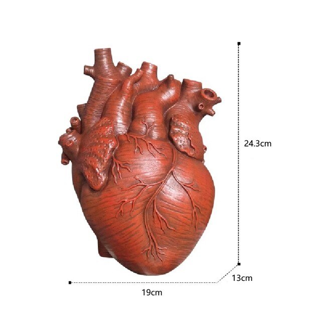 Vase Container Simulation Anatomical Heart-shaped Vase Dried Flower Pot Art Vase Human Statue Desktop Home Decoration Ornaments