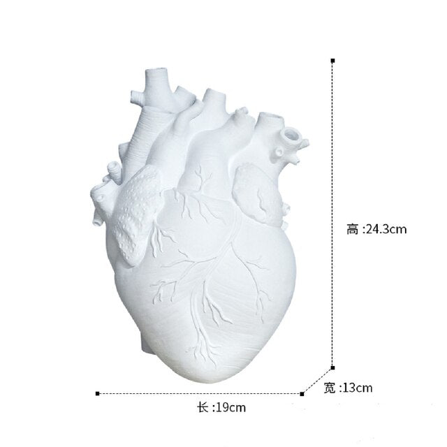 Vase Container Simulation Anatomical Heart-shaped Vase Dried Flower Pot Art Vase Human Statue Desktop Home Decoration Ornaments