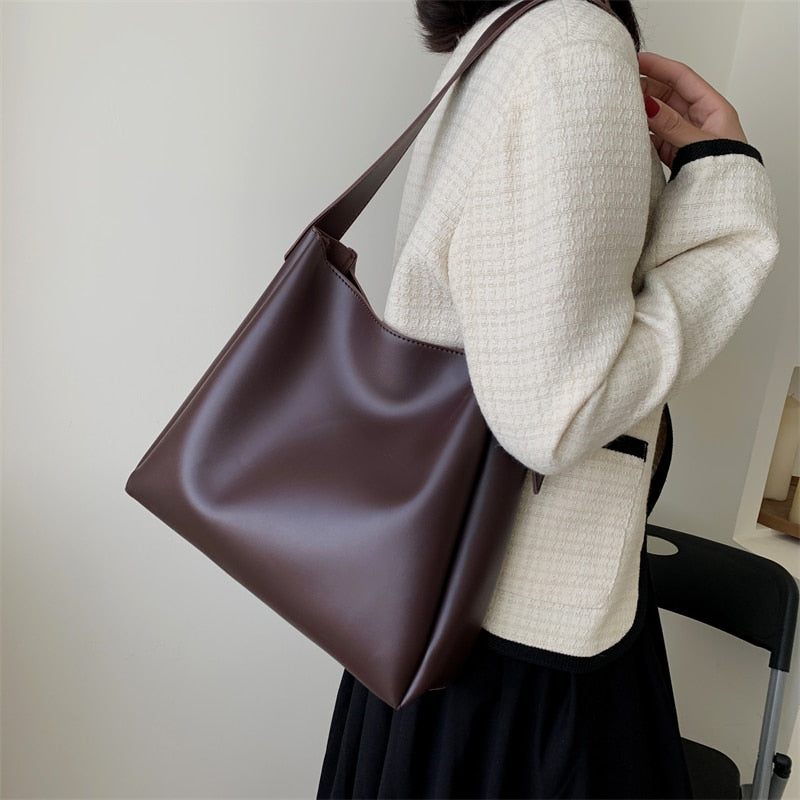 LEFTSIDE Fashion Leather Tote Bag for Women 2022 Tend Female Simple Large High Capacity Shoulder Side Bag Handbags and Purses