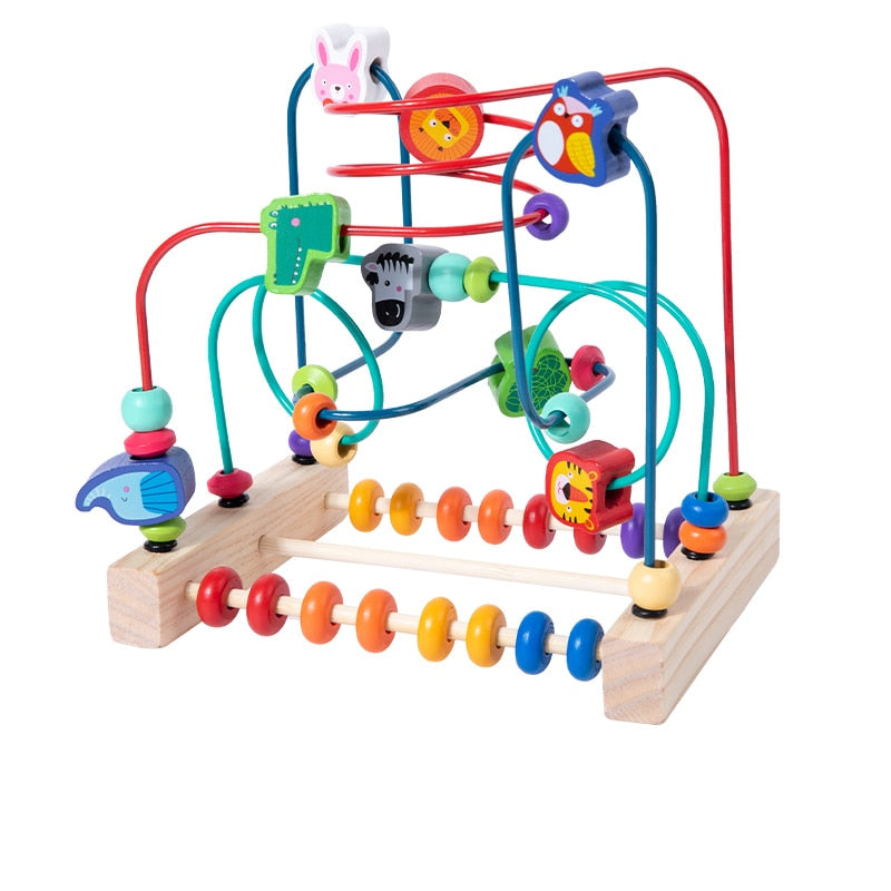 Baby Montessori Early Learning Educational Math Toys Wooden Circles Bead Wire Maze Abacus Puzzle Toys For Kids Boy Girl Gift