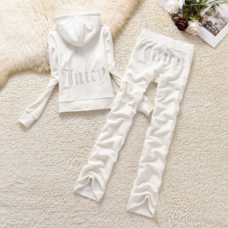 2023 Juicy Coutoure Women's 2 Piece Set Tracksuit Brand Velour Suit Female Sportswear Hoodies and Pants Trousers Pant Sets Suits