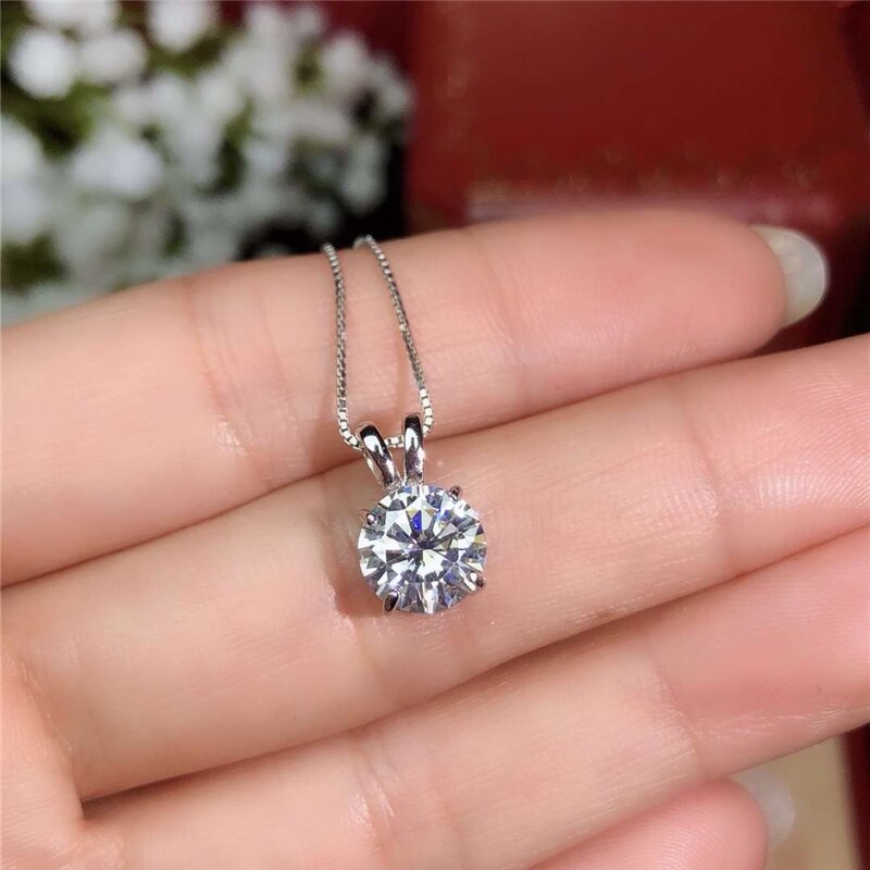 2.0ct Solitaire Pendant Necklace Women Allergy Free Tibetan Silver Choker Statement Necklace Bride Wedding Jewelry with Gift Box