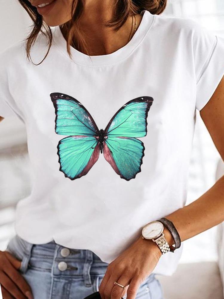 Short Sleeve Casual Ladies Fashion Female Graphic Tee Women Love Heart Watercolor Sweet Print Summer T Clothing T-shirts