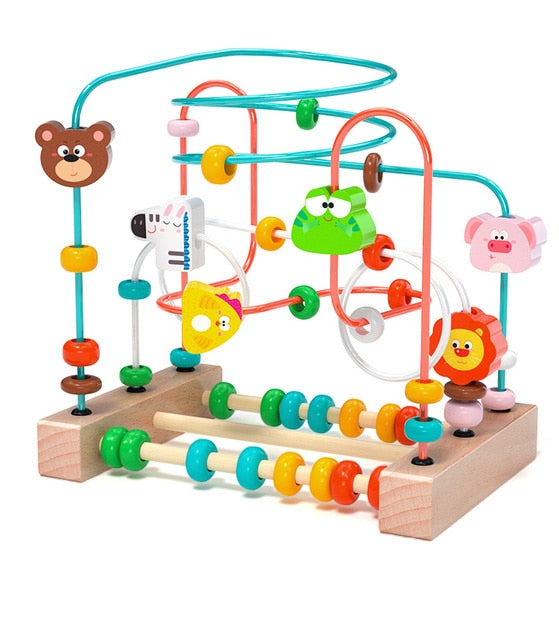 Baby Montessori Early Learning Educational Math Toys Wooden Circles Bead Wire Maze Abacus Puzzle Toys For Kids Boy Girl Gift