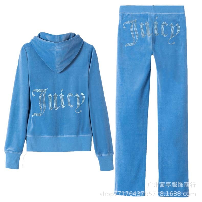 juicy coutoure tracksuit pant sets 100% velvet best quality 1:1 original Tracksuit Hoodie Suit Women Velour Sweatshirt and Pants