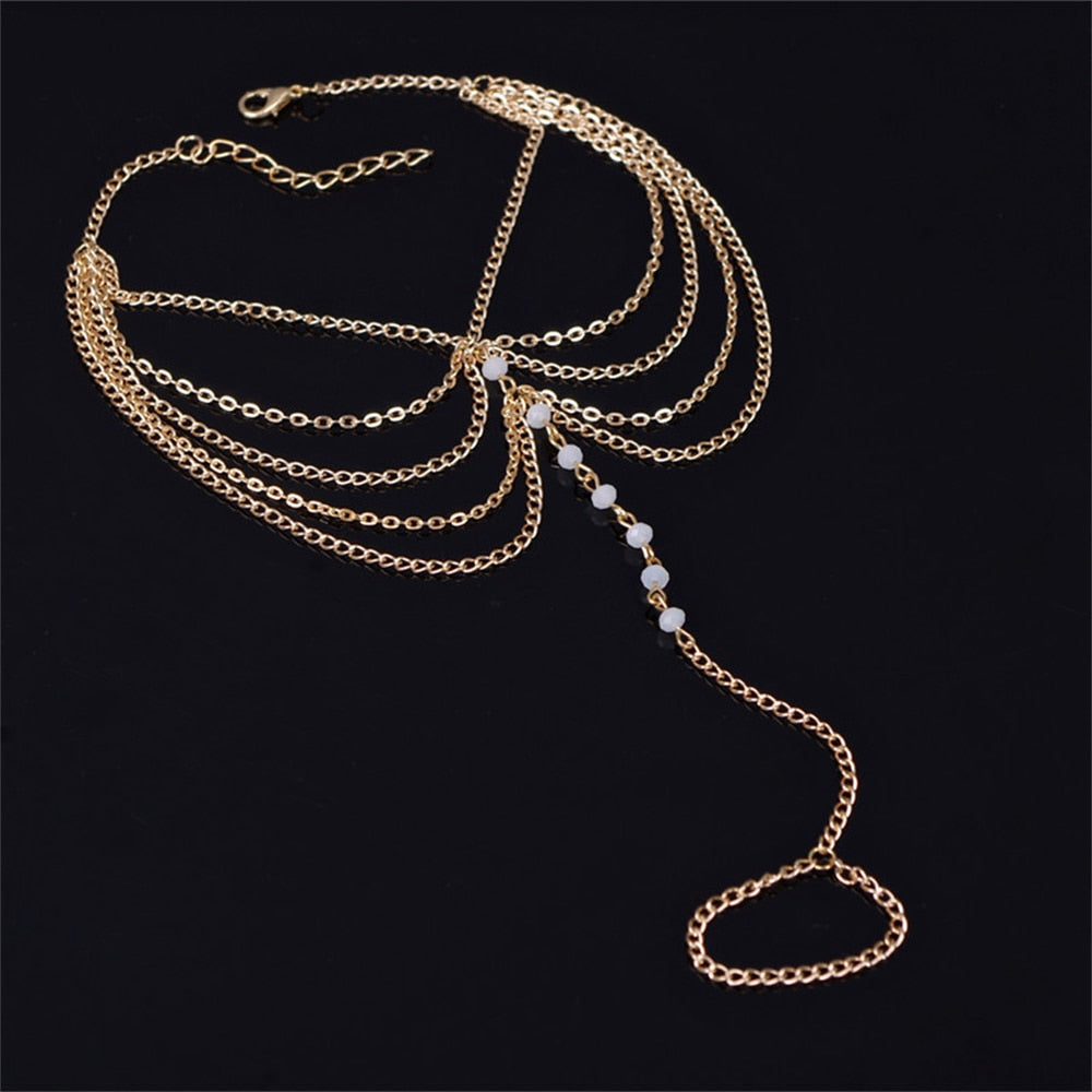 1 Set Multi-Layer Pearl Anklet Fashion Gold Color Ankle Bracelets For Women Beach Barefoot Foot Chain Sandal Anklet Jewelry