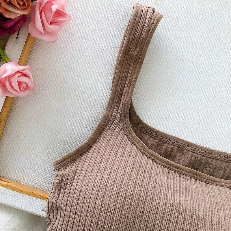 Seamless Crop Top Women Underwear Wire-Free U-Shaped Camisole Wide Straps Striped Solid Bralette Lingerie One-Piece Tube Tops