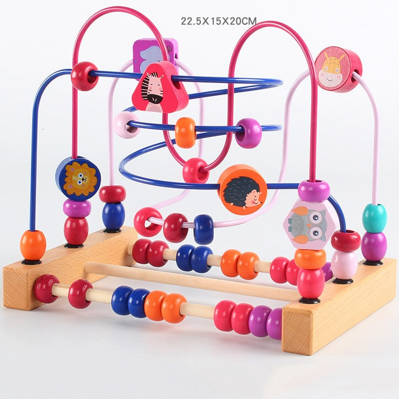 Baby Montessori Early Learning Educational Math Toys Wooden Circles Bead Wire Maze Abacus Puzzle Toys For Kids Boy Girl Gift