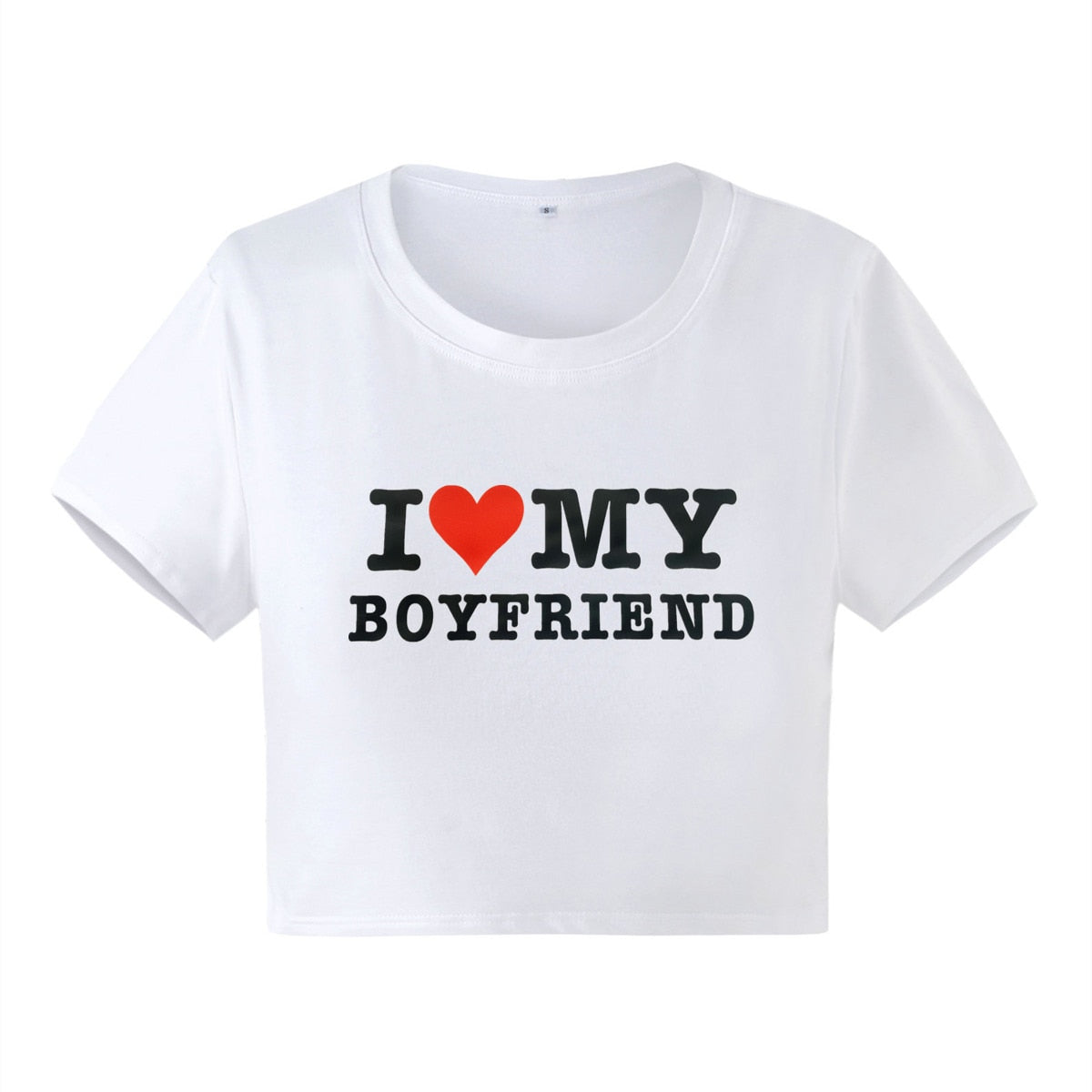 I LOVE MY BOYFRIEND Summer Fashion Girls Cotton Crop Tee Short Short Sleeve Women T-Shirt