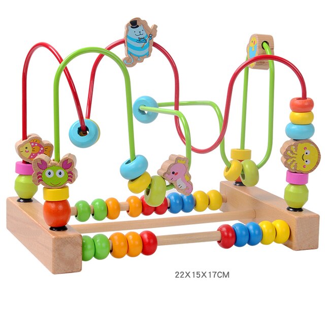 Baby Montessori Early Learning Educational Math Toys Wooden Circles Bead Wire Maze Abacus Puzzle Toys For Kids Boy Girl Gift