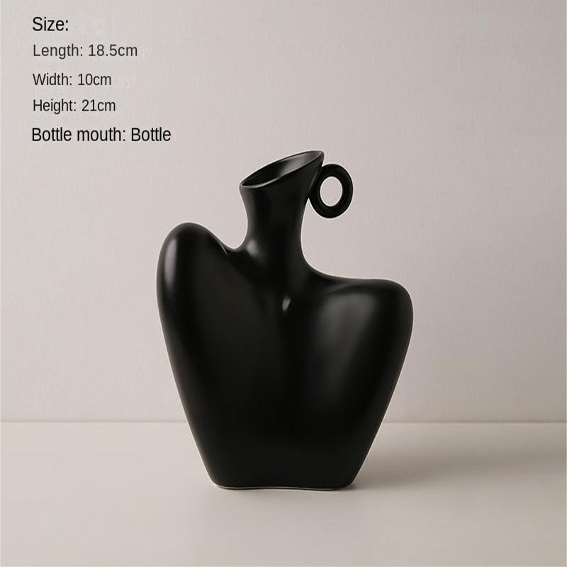 Nordic Style Ceramic Art Woman Body Face Vase Sculptures Creative Plant Flower Pot Crafts Holder Living Room Home Desktop Decor