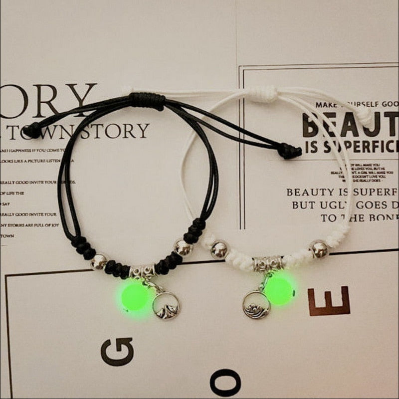 2022 Luminous Cat Star Moon Bracelet Couple Charm Handmade Adjustable Rope Matching Friend Bracelet Infinite Love Jewelry Gifts