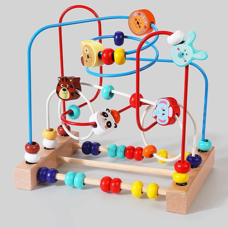 Baby Montessori Early Learning Educational Math Toys Wooden Circles Bead Wire Maze Abacus Puzzle Toys For Kids Boy Girl Gift