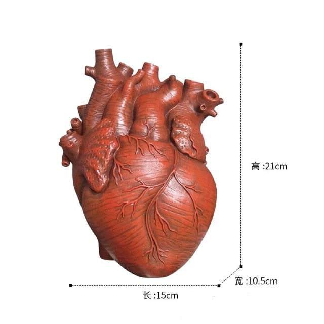 Vase Container Simulation Anatomical Heart-shaped Vase Dried Flower Pot Art Vase Human Statue Desktop Home Decoration Ornaments