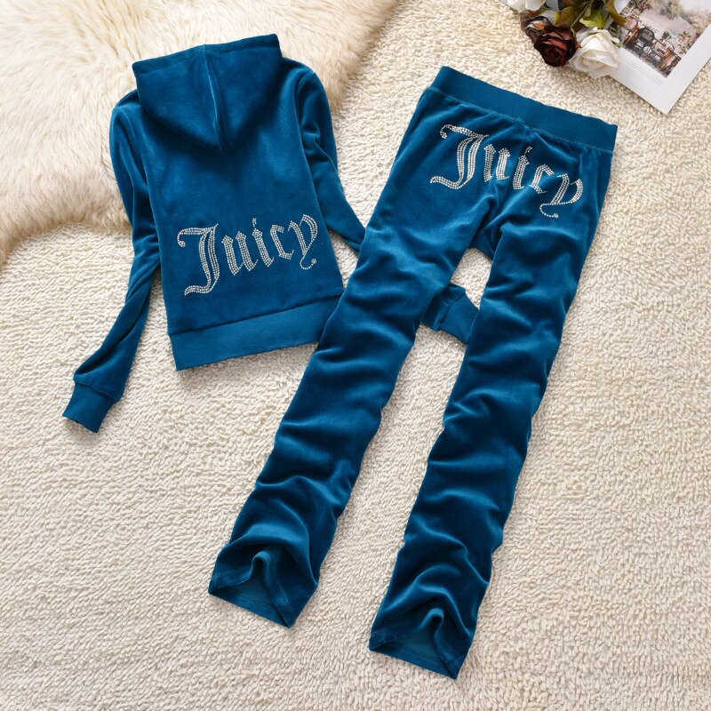 2023 Juicy Coutoure Women's 2 Piece Set Tracksuit Brand Velour Suit Female Sportswear Hoodies and Pants Trousers Pant Sets Suits