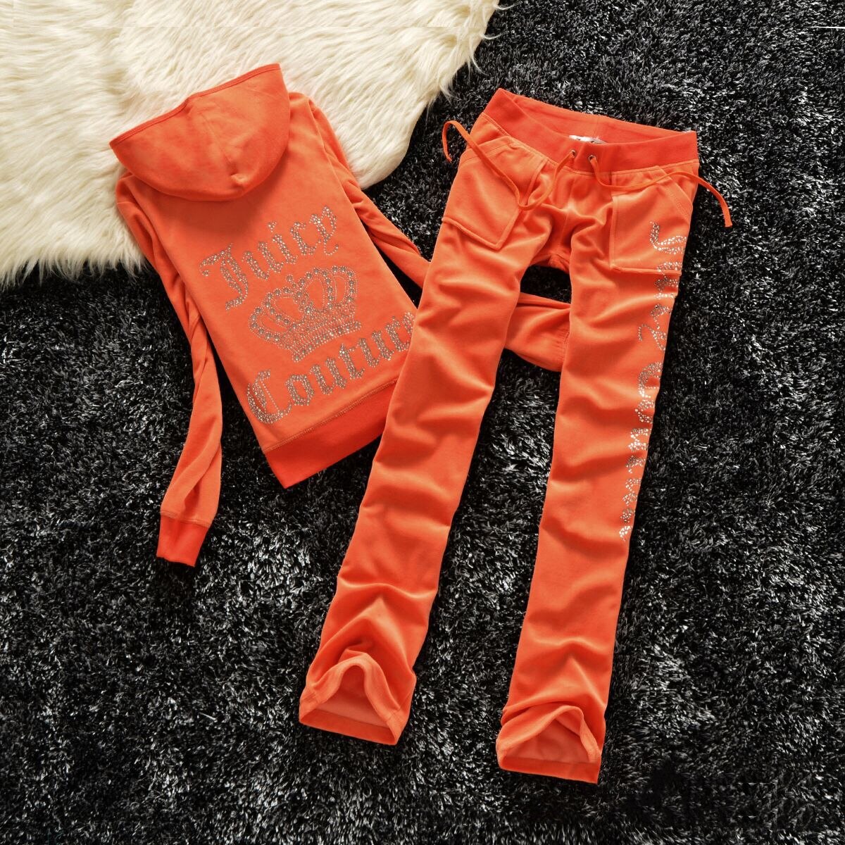 2023 Juicy Coutoure Women's 2 Piece Set Tracksuit Brand Velour Suit Female Sportswear Hoodies and Pants Trousers Pant Sets Suits