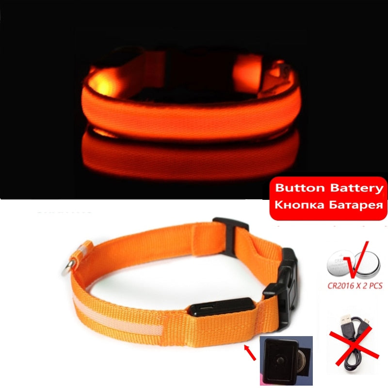 LED Dog Collar Light Anti-lost Collar For Dogs Puppies  Night Luminous Supplies Pet Products Accessories USB Charging/Battery.  Find your Dog if Lost.  Great for dog walking at night time!