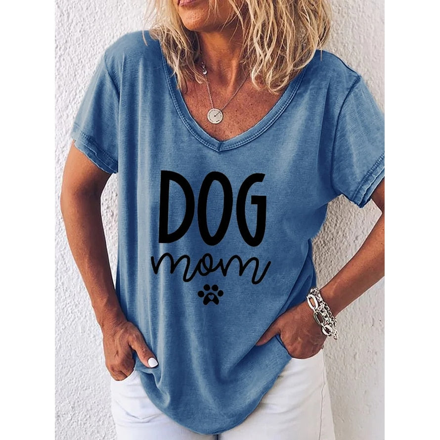 Summer Women T Shirt Letter Print Solid Clothing V Neck Short Sleeve Basic Tops Streetwear Tees Fashion Oversized Girls T-shirts