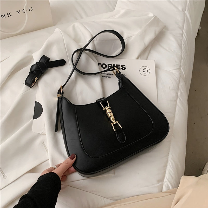 Toptrends Retro Underarm Shoulder Side Bags For Women 2023 Trend Luxury Designer PU Leather Crescent Ladies Handbags And Purses