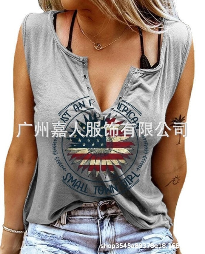 Tank Women&#39;s Vest Funny Letter Print V-neck Sleeveless T-shirt Camiseta Sin Mangas Sexy Para Mujer майка без рукавов Korean Tank