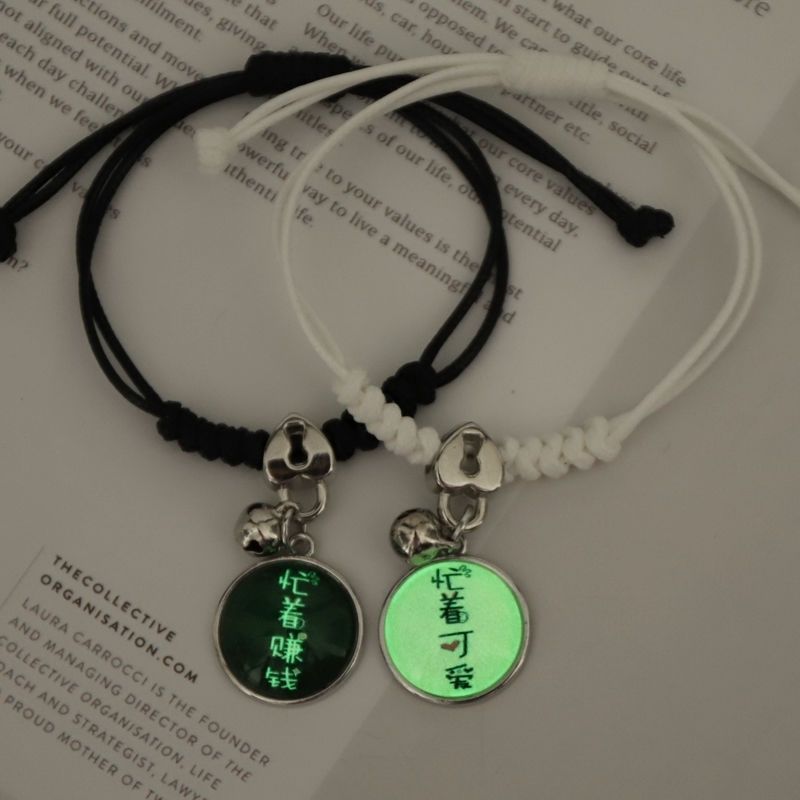 2022 Luminous Cat Star Moon Bracelet Couple Charm Handmade Adjustable Rope Matching Friend Bracelet Infinite Love Jewelry Gifts