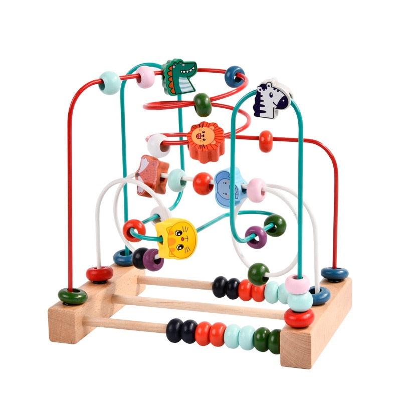 Baby Montessori Early Learning Educational Math Toys Wooden Circles Bead Wire Maze Abacus Puzzle Toys For Kids Boy Girl Gift