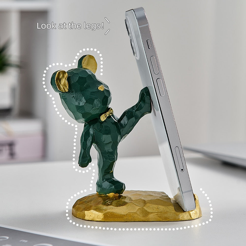 Home Decoration Violent Bear Phone Holder kawaii desk accessories aesthetic kawaii room decor gadgets desktop sculpture gaming