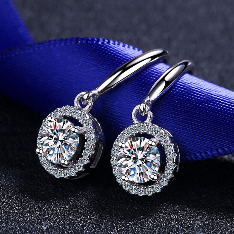 New Trending 925 Silver Needle Earrings for Women Natural Clear Zircon Piercing Stud Earrings Wedding Ear Christmas Gift Jewelry