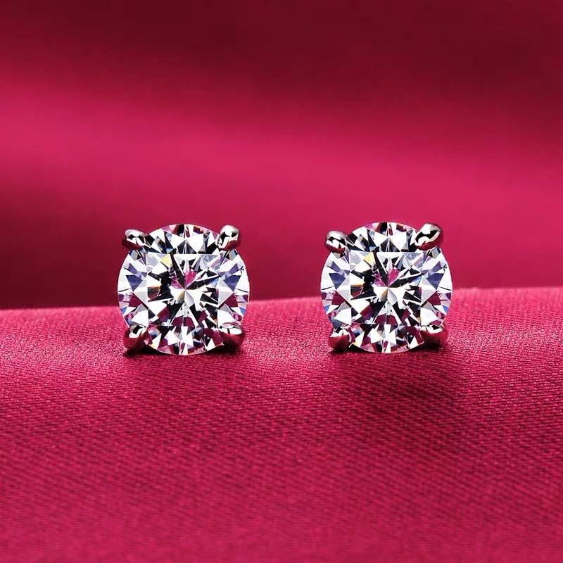 New Trending 925 Silver Needle Earrings for Women Natural Clear Zircon Piercing Stud Earrings Wedding Ear Christmas Gift Jewelry