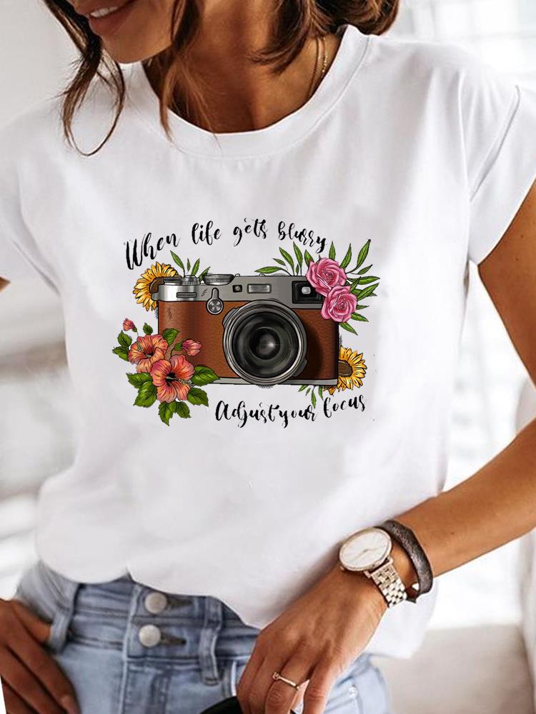 Short Sleeve Casual Ladies Fashion Female Graphic Tee Women Love Heart Watercolor Sweet Print Summer T Clothing T-shirts