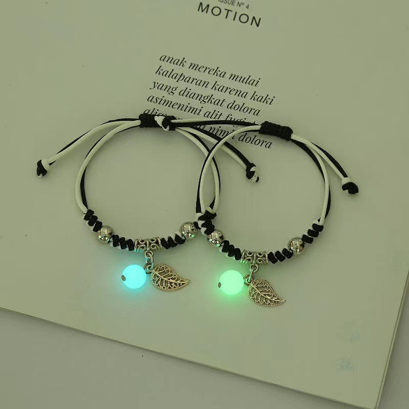 2022 Luminous Cat Star Moon Bracelet Couple Charm Handmade Adjustable Rope Matching Friend Bracelet Infinite Love Jewelry Gifts