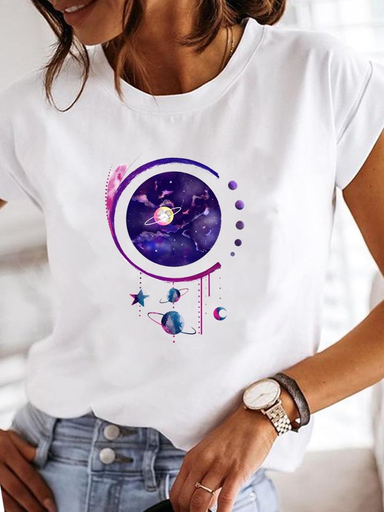 Short Sleeve Casual Ladies Fashion Female Graphic Tee Women Love Heart Watercolor Sweet Print Summer T Clothing T-shirts