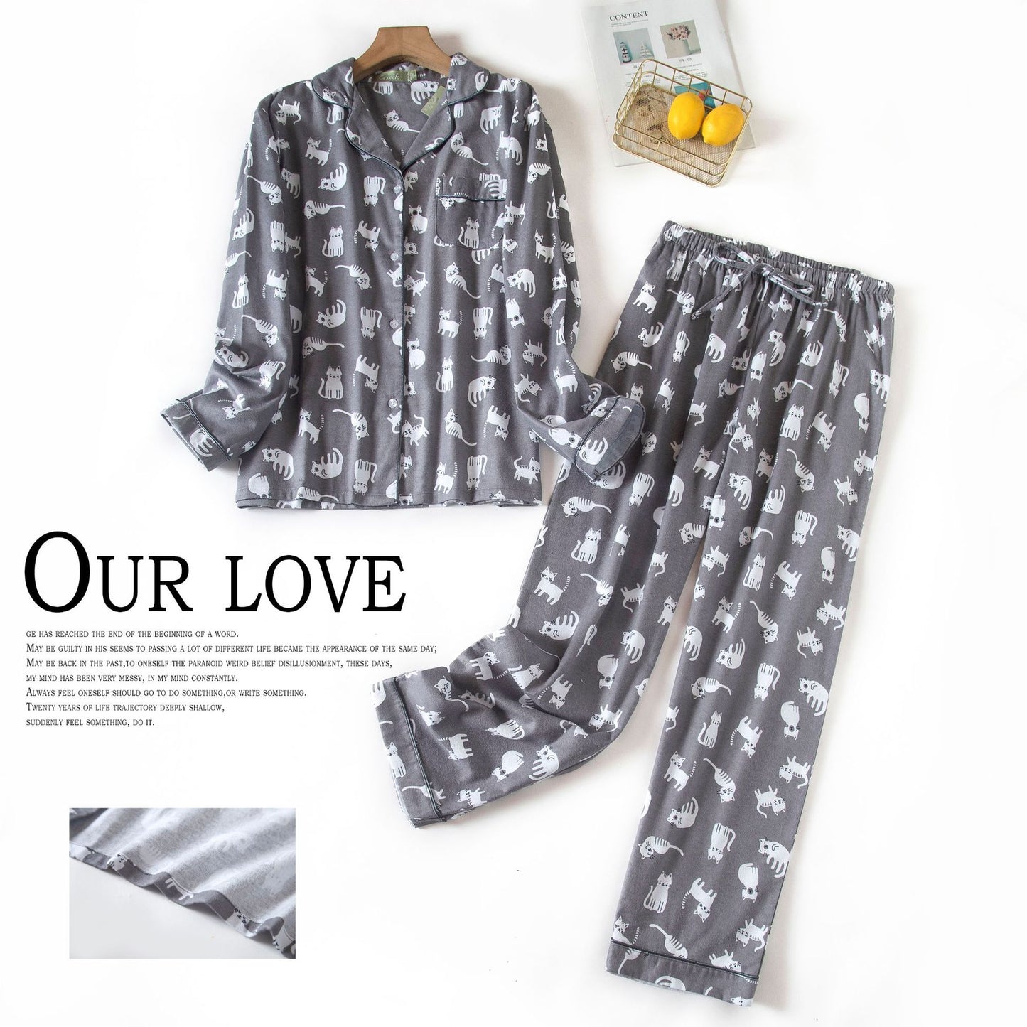 Women&#39;s Pajamas Plus Size S-XXXL Clothes Ladies Flannel Cotton Home Wear Suit Autumn Winter Pajamas Plaid Print Sleep Tops