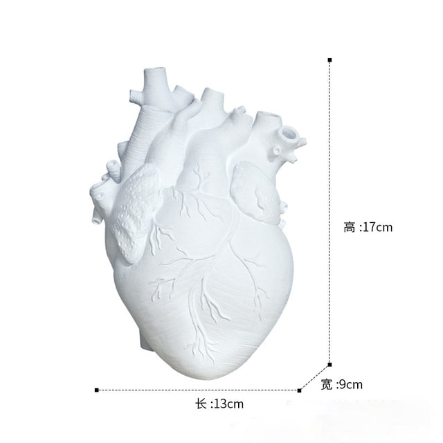 Vase Container Simulation Anatomical Heart-shaped Vase Dried Flower Pot Art Vase Human Statue Desktop Home Decoration Ornaments