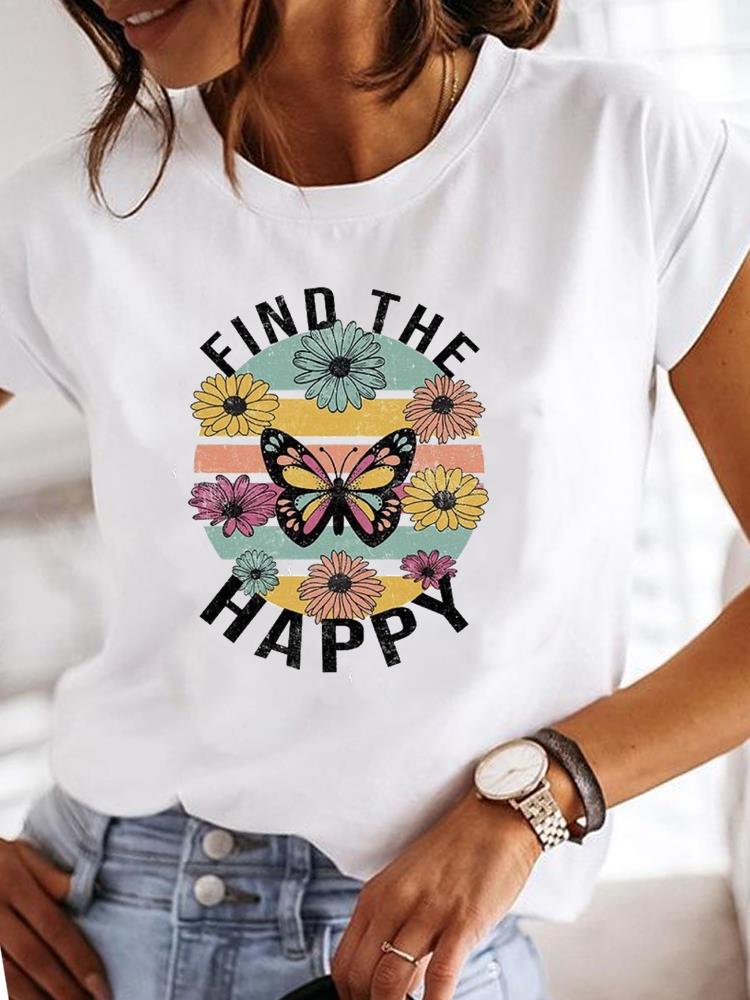 Short Sleeve Casual Ladies Fashion Female Graphic Tee Women Love Heart Watercolor Sweet Print Summer T Clothing T-shirts