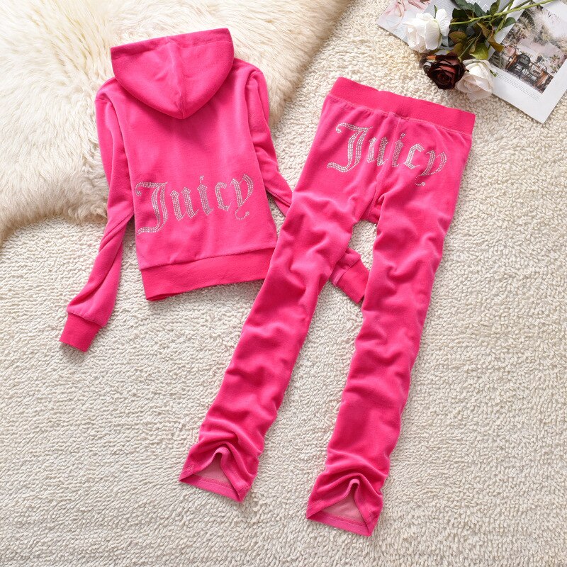 2023 Juicy Coutoure Women's 2 Piece Set Tracksuit Brand Velour Suit Female Sportswear Hoodies and Pants Trousers Pant Sets Suits